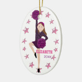 ブラウンの毛のPomの分隊のパーソナライズな記念品 セラミックオーナメント (左)