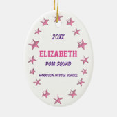 ブラウンの毛のPomの分隊のパーソナライズな記念品 セラミックオーナメント (裏面)