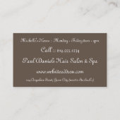 ブラウンの毛2のサロンの名刺の陰 名刺 (裏面)