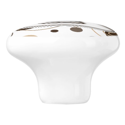 ブラウンの水玉模様および渦巻のコーヒーパターン セラミックノブ (側面)