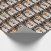 ブラウンの水玉模様のカスタムの独身のな写真テンプレート ラッピングペーパー (角)