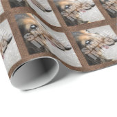 ブラウンの水玉模様のカスタムの独身のな写真テンプレート ラッピングペーパー (ロールコーナー)