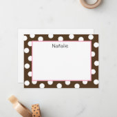 ブラウンの水玉模様平らなNoteCard (#FLAT 002) ノートカード (正面/裏面インサイチュ)