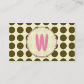 ブラウンの水玉模様/ピンクのファッションビジネスカード 名刺 (裏面)