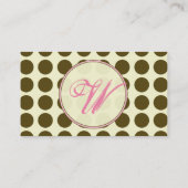 ブラウンの水玉模様/ピンクのモノグラムの名刺 名刺 (裏面)
