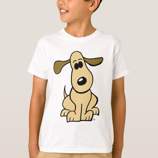 ブラウンの漫画の子犬 Tシャツ (正面)
