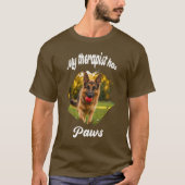 ブラウンの犬の写真 "My therapist has paws" Tシャツ (正面)