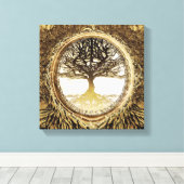 ブラウンの生命の木 キャンバスプリント (インサイチュ (ウッドフロア))