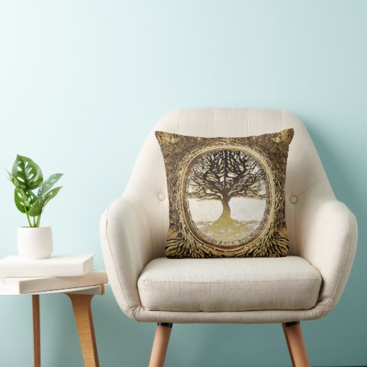 ブラウンの生命の樹 クッション (椅子)