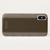 ブラウンの男らしい最小主義の革モノグラムの Case-Mate iPhoneケース (裏面(横))