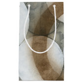 ブラウンの白い球体及び円 スモールペーパーバッグ (正面)