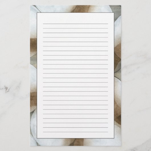 ブラウンの白い球体及び円 便箋 (正面)