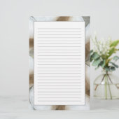 ブラウンの白い球体及び円 便箋 (スタンド正面)