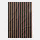 ブラウンの白黒ストライプ キッチンタオル (縦)