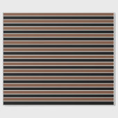 ブラウンの白黒ストライプ ラッピングペーパー (フラット)