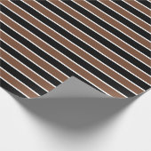 ブラウンの白黒ストライプ ラッピングペーパー (角)