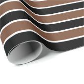 ブラウンの白黒ストライプ ラッピングペーパー (ロールコーナー)