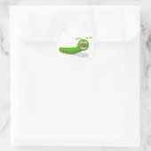 ブラウンの目を持つ幸せな緑の微笑の漫画みみず ラウンドシール (バッグ)