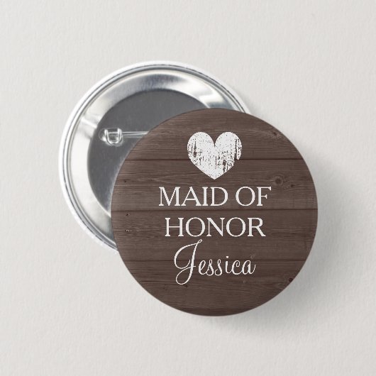 ブラウンの納屋の木製の穀物の結婚式のバッジピンはボタンがかかります 缶バッジ (正面&裏面)