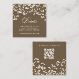 ブラウンの結婚式の詳細にドライのカスミソウ エンクロージャーカード
