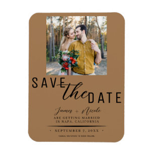 ブラウンの結婚式前撮りSave the Date マグネット