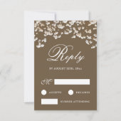 ブラウンの結婚式RSVPカードにドライのカスミソウ カード (正面)