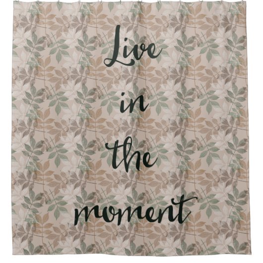 ブラウンの緑の葉は住んでいます シャワーカーテン (正面)