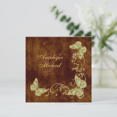 ブラウンの緑金ゴールドの国の結婚式 招待状 (スタンド正面)