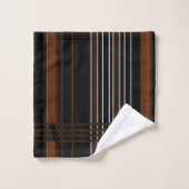 ブラウンの縦ストライプ バスタオルセット (ウォッシュタオル)