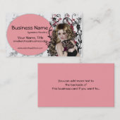 ブラウンの美しい髪の女性3 -ファンタジーの名刺 名刺 (正面/裏面)