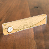 ブラウンの背景の机用ネームプレート デスクネームプレート (側面)