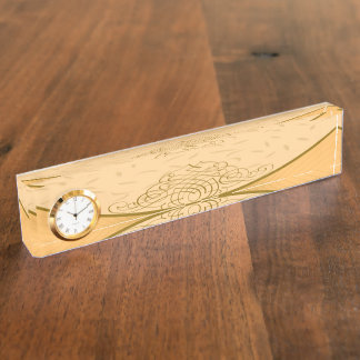 ブラウンの背景の机用ネームプレート デスクネームプレート