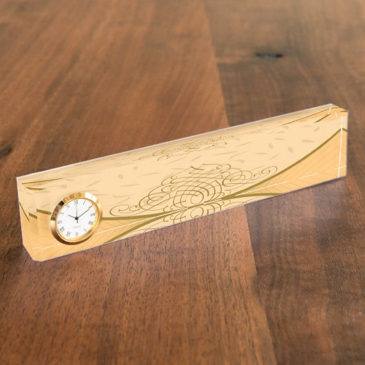 ブラウンの背景の机用ネームプレート デスクネームプレート (側面)