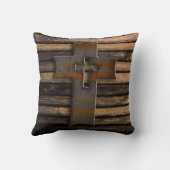 ブラウンの自然な木の十字 クッション (裏面)