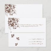 ブラウンの花のウェディングレスポンスカード 出欠カード (正面/裏面)