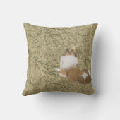 ブラウンの花柄の背景の荒いコリー クッション (裏面)