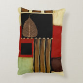 ブラウンの葉との多彩のパネルの絵画 アクセントクッション (裏面(縦))