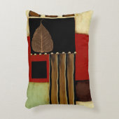 ブラウンの葉との多彩のパネルの絵画 アクセントクッション (正面(垂直))