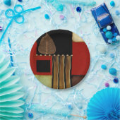 ブラウンの葉との多彩のパネルの絵画 ペーパープレート (パーティー)