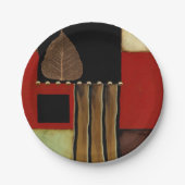 ブラウンの葉との多彩のパネルの絵画 ペーパープレート (正面)