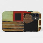 ブラウンの葉との多彩のパネルの絵画 Case-Mate iPhoneケース (裏面(横))