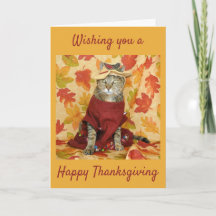 ブラウンの虎猫の感謝祭カード