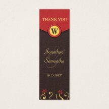 ブラウンの赤は小さい結婚式の好意のメッセージカード渦巻きます