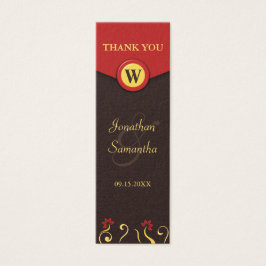 ブラウンの赤は小さい結婚式の好意のメッセージカード渦巻きます