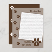 ブラウンの足の誕生日 招待状 (正面/裏面)