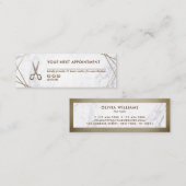 ブラウンの金ゴールドのはさみの大理石の美容師のアポイントメント スキニー名刺 (正面/裏面)