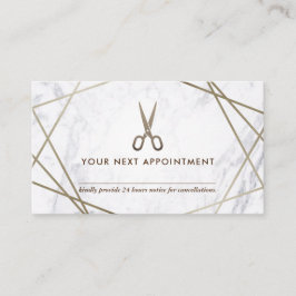 ブラウンの金ゴールドのはさみの大理石の美容師のアポイントメント 名刺