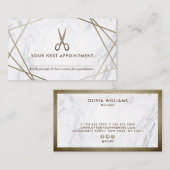 ブラウンの金ゴールドのはさみの大理石の美容師のアポイントメント 名刺 (正面/裏面)