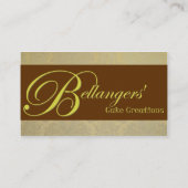 ブラウンの金ゴールドのダマスク織のケーキ 名刺 (裏面)
