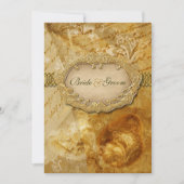 ブラウンの金ゴールドのヴィンテージのビクトリアンなweding 招待状 (正面)